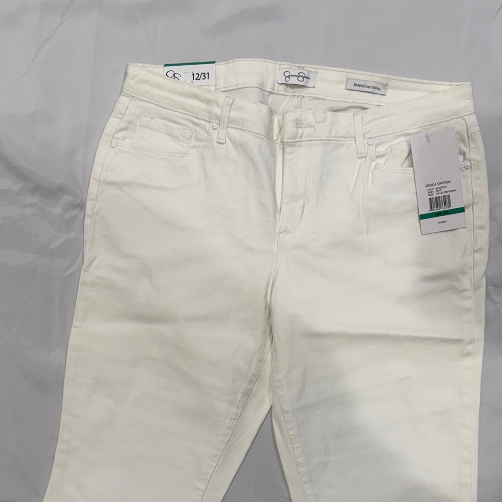 NWT Jessica Simpson Soft Sculpt Rolled Crop Skinny White Jeans—12/31 - Picture 4 of 15